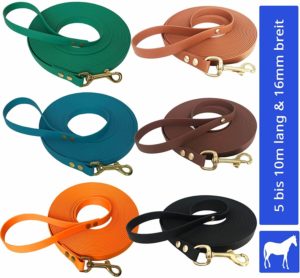 Longe Longierleine für Pferde 16mm aus Beta BioThane®, in 25 Farben, 5 bis 10 Meter lang, Pferdelonge für Reitsport